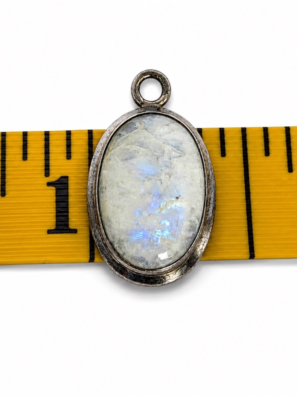 Y2K Radiant NEW Sterling Silver White Quartz With moonstone Inclusions Fire - Picture 2 of 5